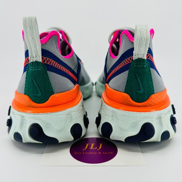 Nike Women's React Element 55 Sneakers 'Wolf Grey Multi-Color' BQ2728-006 Size 7 - Picture 6 of 11